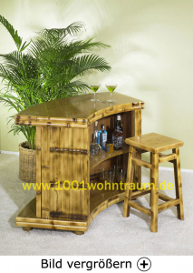 KORALL Bambusbar, Tresen Bambus getigert mit Barhocker!